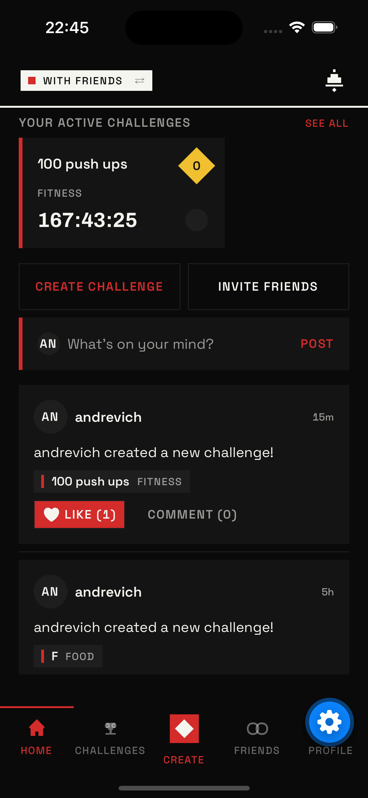 SideQuest app screen: a dare challenge card